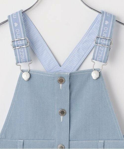 mezzo piano / メゾピアノ ミニ・ひざ丈スカート | グラデーション・デニム ロゴテープサロペットスカート | 詳細2