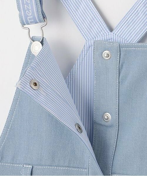 mezzo piano / メゾピアノ ミニ・ひざ丈スカート | グラデーション・デニム ロゴテープサロペットスカート | 詳細3