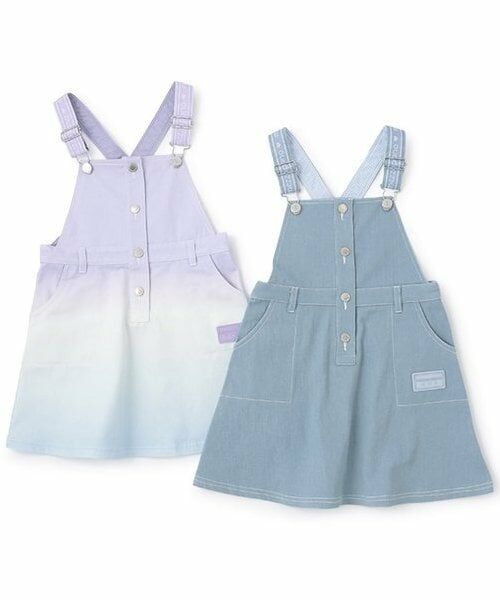 mezzo piano / メゾピアノ ミニ・ひざ丈スカート | グラデーション・デニム ロゴテープサロペットスカート | 詳細9