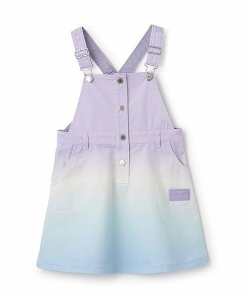 mezzo piano / メゾピアノ ミニ・ひざ丈スカート | グラデーション・デニム ロゴテープサロペットスカート(ミント)