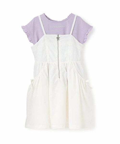 mezzo piano / メゾピアノ ミニ丈・ひざ丈ワンピース | フロントZIPキャミワンピース＆半袖Tシャツセット（オフ ホワイト）