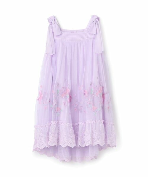mezzo piano / メゾピアノ ドレス | 紫陽花刺しゅう　ドレス（ラベンダー）
