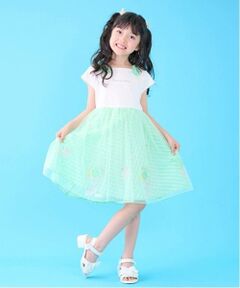 mezzo piano / メゾピアノ ミニ丈・ひざ丈ワンピース | シャーベット刺しゅう　ドッキングワンピース