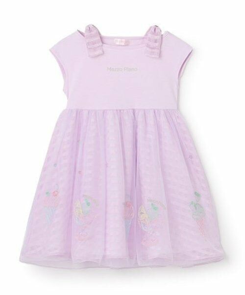 mezzo piano / メゾピアノ ミニ丈・ひざ丈ワンピース | シャーベット刺しゅう　ドッキングワンピース | 詳細1