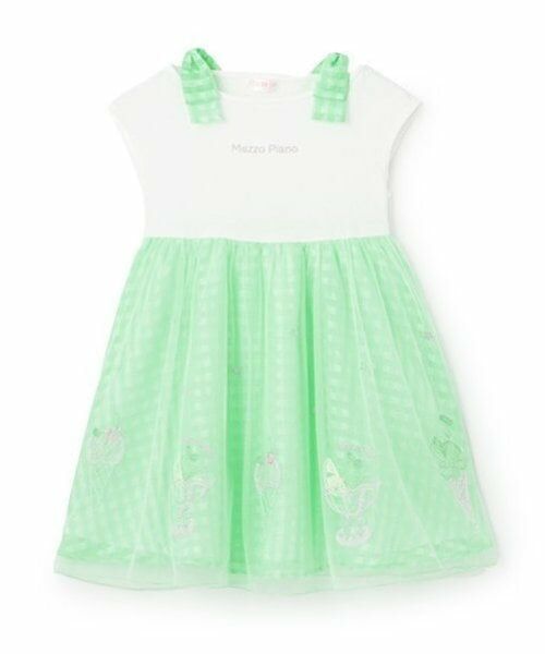 mezzo piano / メゾピアノ ミニ丈・ひざ丈ワンピース | シャーベット刺しゅう　ドッキングワンピース | 詳細11