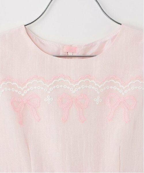 mezzo piano / メゾピアノ ミニ丈・ひざ丈ワンピース | オーガンジーリボン刺しゅうドレス | 詳細3