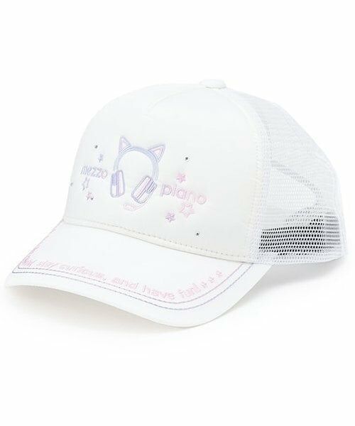 mezzo piano / メゾピアノ キャップ | ロゴ刺しゅう　メッシュキャップ（オフ ホワイト）