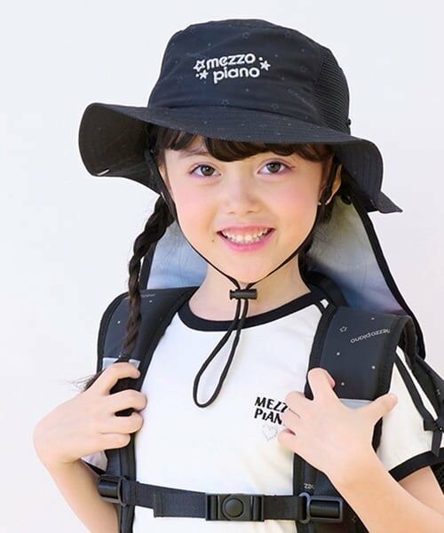 mezzo piano / メゾピアノ ハット | 星ロゴ・グラデーション柄　サファリハット（黒）