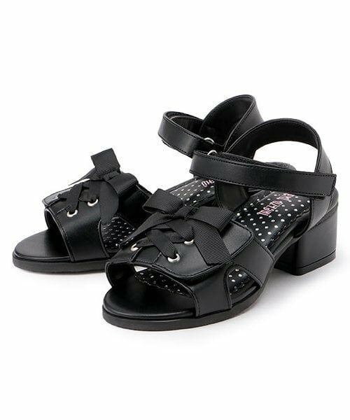 mezzo piano / メゾピアノ サンダル | レースアップ　ヒールサンダル（黒）