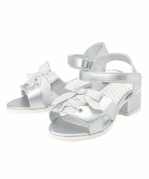 mezzo piano / メゾピアノ サンダル | レースアップ　ヒールサンダル（シルバー）