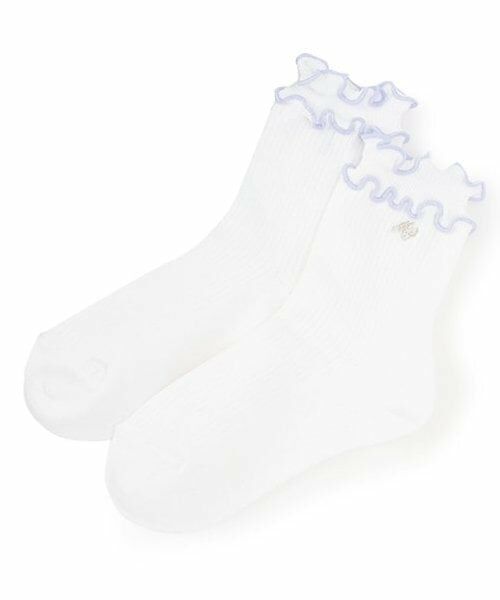 mezzo piano / メゾピアノ ソックス | ロゴ刺しゅう　メローリブソックス（白）