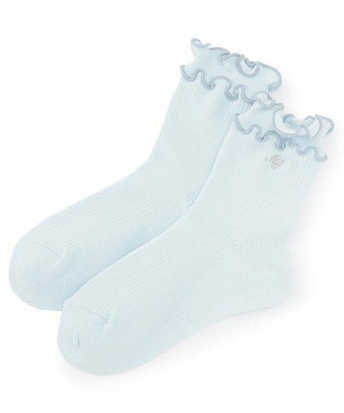 mezzo piano / メゾピアノ ソックス | ロゴ刺しゅう　メローリブソックス（ライト ブルー）