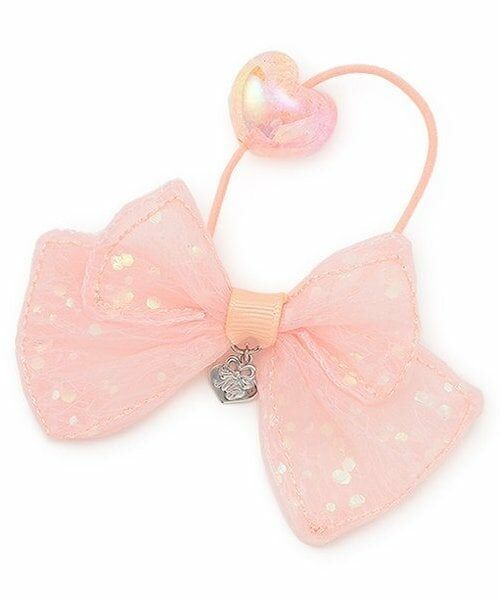 mezzo piano / メゾピアノ ヘアゴム・シュシュ | キラキラリボン　ヘアポニー（ピーチ）