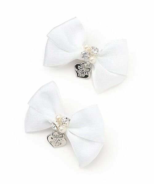 mezzo piano / メゾピアノ ヘアピン | ミニリボン　ヘアクリップ2個セット（白）