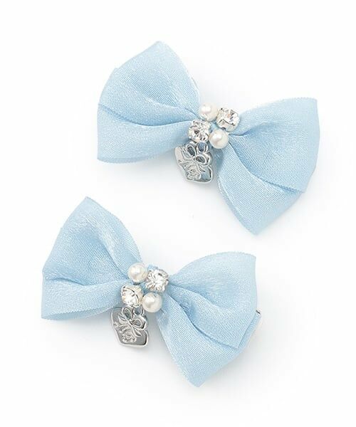 mezzo piano / メゾピアノ ヘアピン | ミニリボン　ヘアクリップ2個セット（サックス）