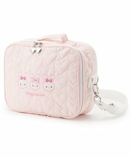 mezzo piano / メゾピアノ ベビー・キッズグッズ | ウサギアップリケ　ショルダーつきオムツポーチ（ライト ピンク）