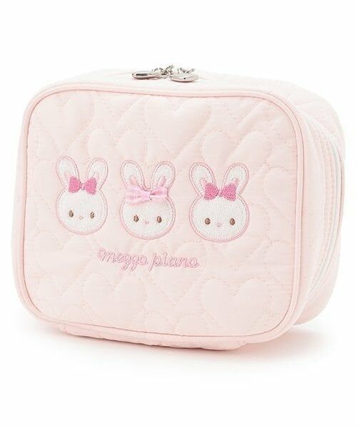 mezzo piano / メゾピアノ ポーチ | ウサギアップリケ　スクウェアポーチ（ライト ピンク）