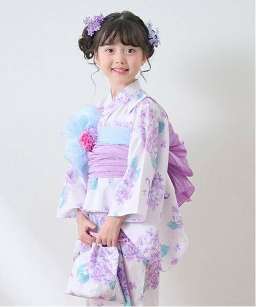 mezzo piano / メゾピアノ ポーチ | 手毬フラワー柄・水彩紫陽花柄　巾着バッグ | 詳細12