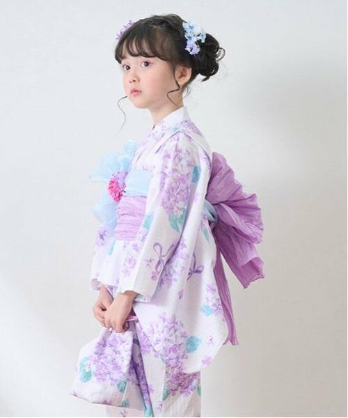 mezzo piano / メゾピアノ ポーチ | 手毬フラワー柄・水彩紫陽花柄　巾着バッグ | 詳細13