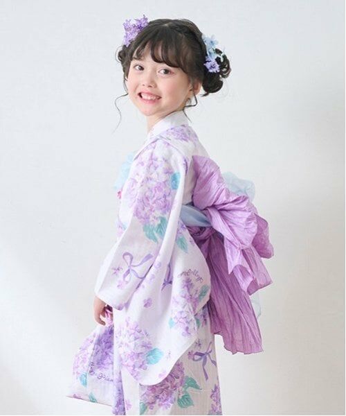 mezzo piano / メゾピアノ ポーチ | 手毬フラワー柄・水彩紫陽花柄　巾着バッグ | 詳細14