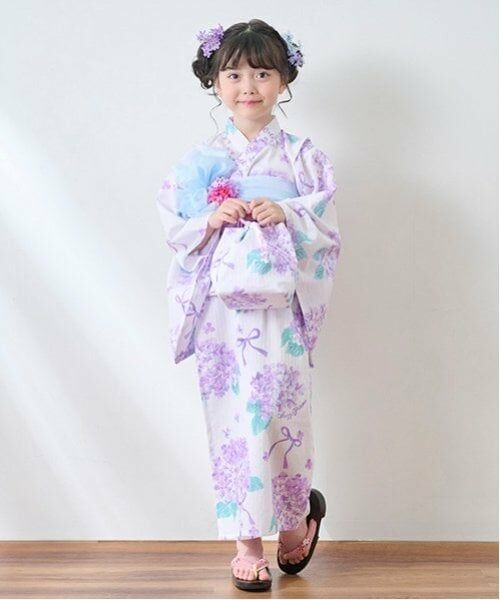 mezzo piano / メゾピアノ ポーチ | 手毬フラワー柄・水彩紫陽花柄　巾着バッグ | 詳細15