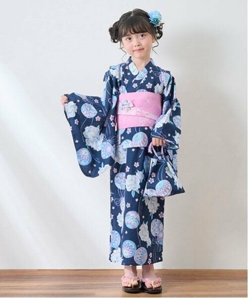 mezzo piano / メゾピアノ ポーチ | 手毬フラワー柄・水彩紫陽花柄　巾着バッグ | 詳細17