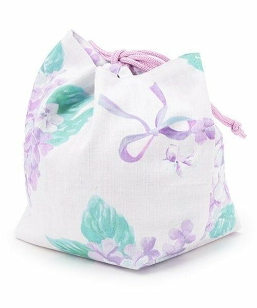 mezzo piano / メゾピアノ ポーチ | 手毬フラワー柄・水彩紫陽花柄　巾着バッグ | 詳細2