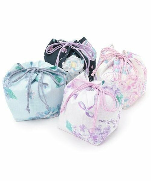 mezzo piano / メゾピアノ ポーチ | 手毬フラワー柄・水彩紫陽花柄　巾着バッグ | 詳細9