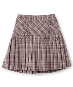 mezzo piano / メゾピアノ ショート・ハーフ・半端丈パンツ | レースアップ　チェックプリーツスカパン