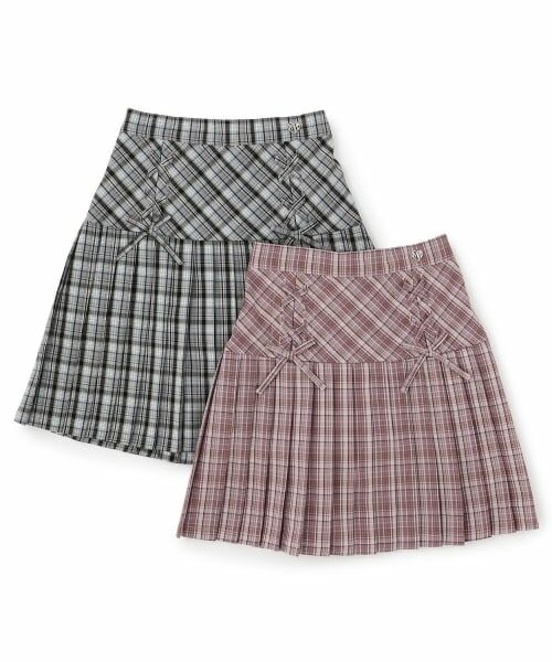 mezzo piano / メゾピアノ ショート・ハーフ・半端丈パンツ | レースアップ　チェックプリーツスカパン | 詳細9