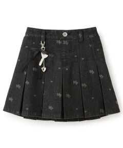 mezzo piano / メゾピアノ ショート・ハーフ・半端丈パンツ | チャームつき　抜染総柄プリント　デニムスカパン