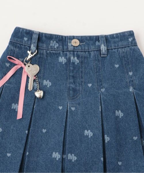 mezzo piano / メゾピアノ ショート・ハーフ・半端丈パンツ | チャームつき　抜染総柄プリント　デニムスカパン | 詳細2