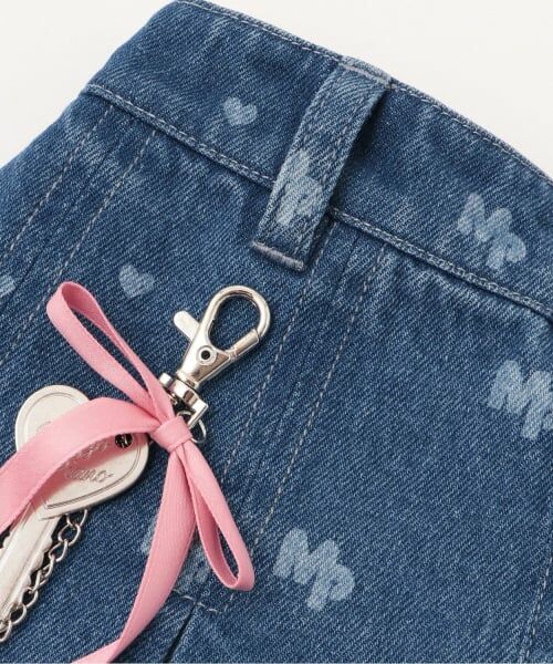 mezzo piano / メゾピアノ ショート・ハーフ・半端丈パンツ | チャームつき　抜染総柄プリント　デニムスカパン | 詳細5