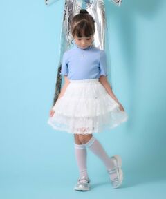 mezzo piano / メゾピアノ ショート・ハーフ・半端丈パンツ | 裾レース　ティアードスカパン