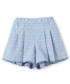 mezzo piano / メゾピアノ ショート・ハーフ・半端丈パンツ | カットジャガードチェック　タックキュロットスカート