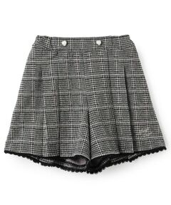 mezzo piano / メゾピアノ ショート・ハーフ・半端丈パンツ | カットジャガードチェック　タックキュロットスカート