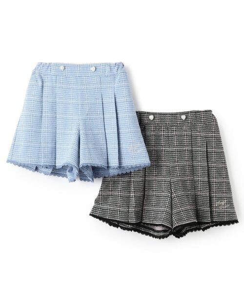 mezzo piano / メゾピアノ ショート・ハーフ・半端丈パンツ | カットジャガードチェック　タックキュロットスカート | 詳細8