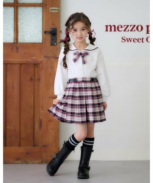 mezzo piano / メゾピアノ ショート・ハーフ・半端丈パンツ | サイドベルトつきチェックプリーツ　キュロットスカート | 詳細15