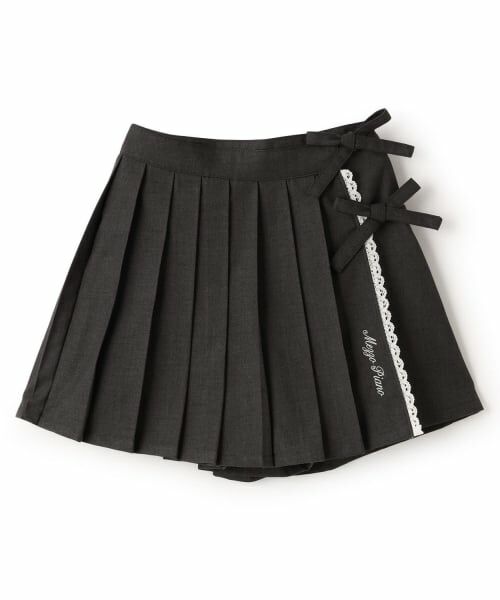 mezzo piano / メゾピアノ ショート・ハーフ・半端丈パンツ | ラッププリーツ　キュロットスカート（チャコール）