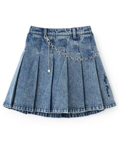 mezzo piano / メゾピアノ ショート・ハーフ・半端丈パンツ | 飾りチェーンつき　デニム・合皮　スカパン