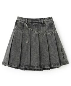 mezzo piano / メゾピアノ ショート・ハーフ・半端丈パンツ | 飾りチェーンつき　デニム・合皮　スカパン