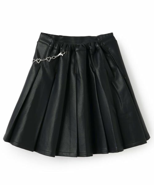 mezzo piano / メゾピアノ ショート・ハーフ・半端丈パンツ | 飾りチェーンつき　デニム・合皮　スカパン | 詳細1