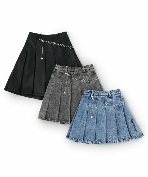 mezzo piano / メゾピアノ ショート・ハーフ・半端丈パンツ | 飾りチェーンつき　デニム・合皮　スカパン | 詳細12