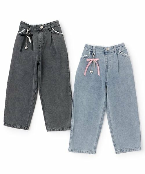 mezzo piano / メゾピアノ その他パンツ | チャームつき　レーストリム　デニムパンツ | 詳細12