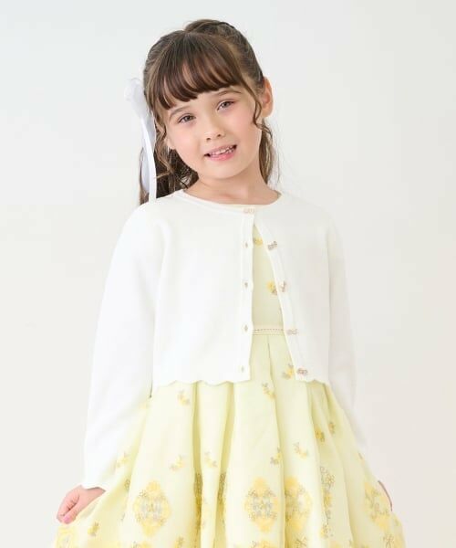 mezzo piano / メゾピアノ カーディガン・ボレロ | リボンボタン　ニットボレロ（オフ ホワイト）