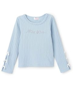 mezzo piano / メゾピアノ Tシャツ | ラインストーンロゴ　テレコ長袖Tシャツ