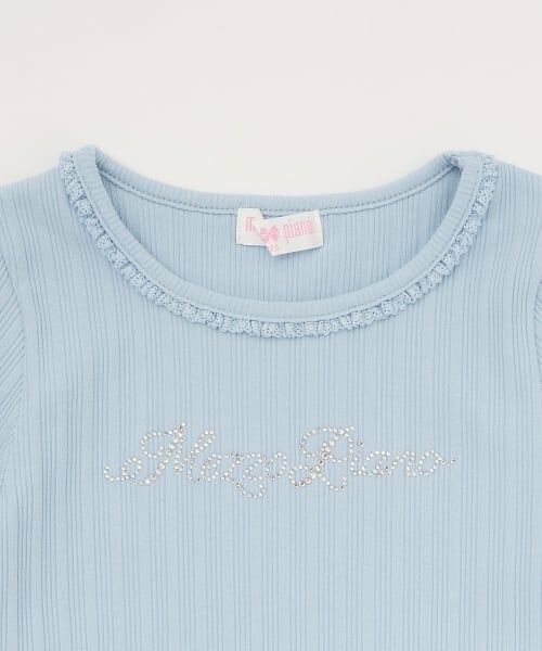 mezzo piano / メゾピアノ Tシャツ | ラインストーンロゴ　テレコ長袖Tシャツ | 詳細2