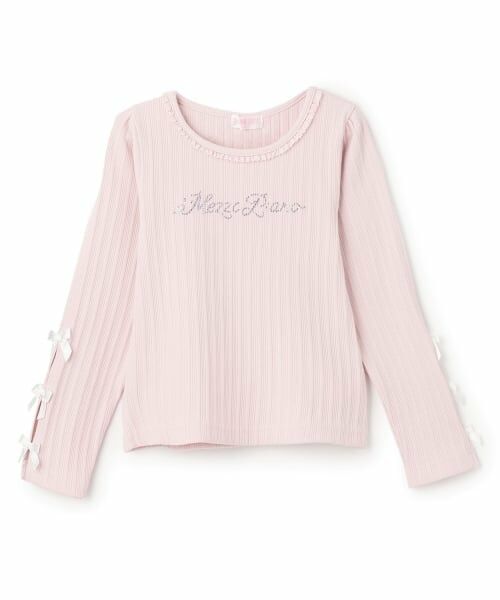 mezzo piano / メゾピアノ Tシャツ | ラインストーンロゴ　テレコ長袖Tシャツ | 詳細9