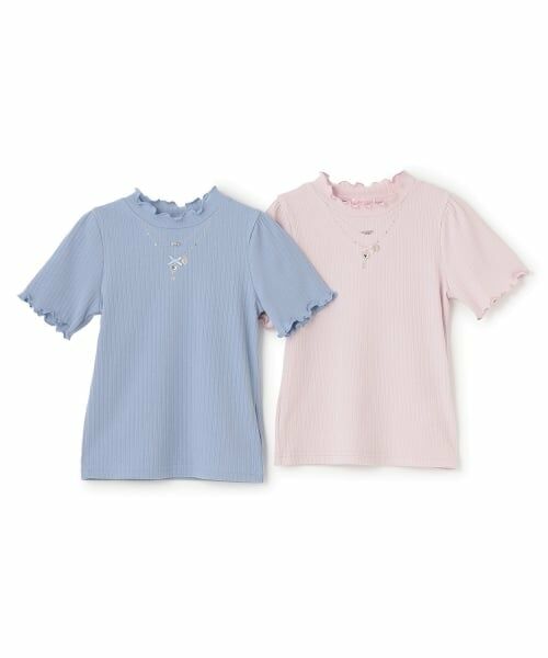 mezzo piano / メゾピアノ Tシャツ | ネックレス刺しゅう　テレコ半袖Tシャツ | 詳細7