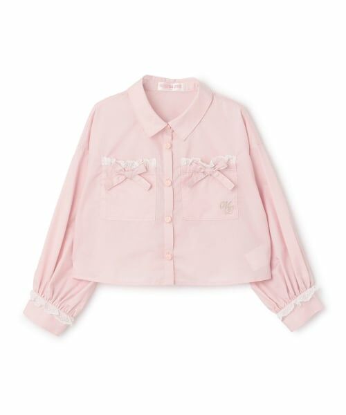 mezzo piano / メゾピアノ シャツ・ブラウス | リボンポケット　シャツ（ピンク）